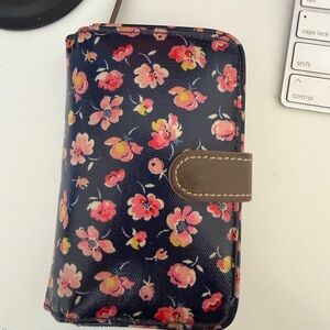 Cath Kidston Floral Wallet - Navy and Pink